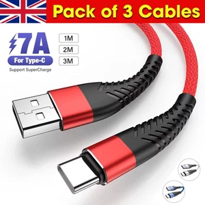 USB A to Type C Fast Charger Cable 3A For Samsung Mobile Phone Lead USB C Cable - Picture 1 of 16