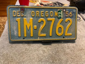 Oregon 1956 License Plate W/ 1966 Sticker 1M 2762 - Picture 1 of 3