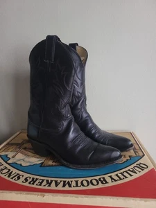 Vintage Justin Black Leather Boots Sz 7.5B Narrow Fit - Picture 1 of 10