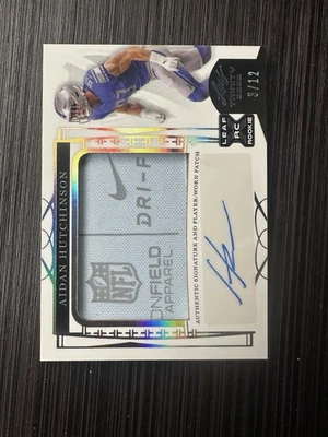 AIDAN HUTCHINSON 2022 LEAF TRINITY ROOKIE PATCH AUTO #PA-AH1 03/12 LIONS RPA RC - Image 1 of 2