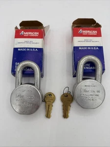 2 American H10 Series Pad Locks  w/ 2 Keys each.  KEYED ALIKE Vintage NOS USA - Imagen 1 de 14