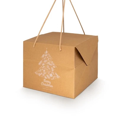 Maqa 10 Scatole Panettone Natale Kraft 24x24x20 cm con Manici – Made in Italy