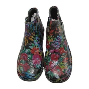 Loretta Floral Leather Ankle Boots Size 3 Side Zips Orthopaedic Comfort Shoes - Imagen 1 de 9