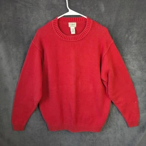 L.L. Bean Sweater Men L Red Knit Crew Neck Pullover Vintage 0 FW84 Classic - Picture 1 of 9