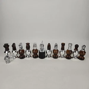 Vintage Lot of 12 Avon Chess Pieces Amber Glass Aftershave Bottles - Picture 1 of 14