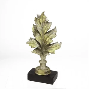 A & B Floral 10" Rich Elegance Gold Leaf Finial Black Base Christmas Decor - Picture 1 of 1