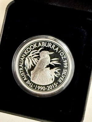 Монета Пертского монетного двора пруф Кукабарра 1991-2015 (незначительный износ в коробке) как новая, хотя 1 унция - Изображение 1 из 4
