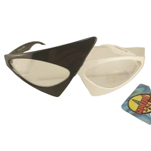 Vtg Retro Black/White Dr Peepers Sunglasses S68901 UV 400 Fantasy Geometric Geek - Picture 1 of 7