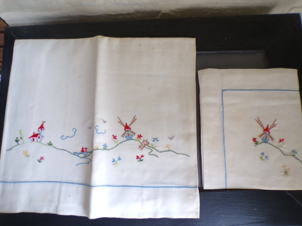 poupée ancienne parure drap pour berceau lit landau - Photo 1/1