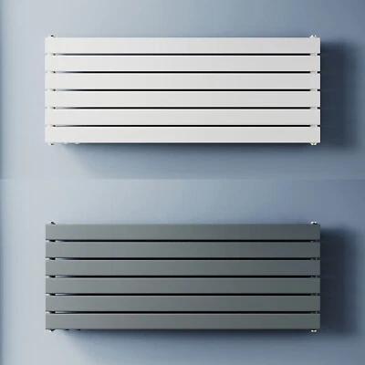 Design Heizkörper Flachheizkörper Horizontal Doppellagig Paneel Weiß/Anthrazit  - Bild 1 von 4