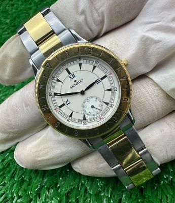 RARE LUXURY MOVADO GENTERY WATCH 80s SWISS ORIGINAL MEN TWO TONE & SUBSECOND - Image 1 of 4