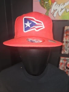 PUERTO RICAN FLAG Snapback Adjustable Red Baseball Cap / Red Bill - Picture 1 of 5
