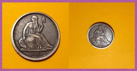 1837-P Seated Liberty Dime (Large Date) VF/XF Cover