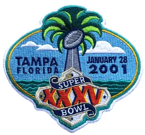 NUEVO PARCHE OFICIAL DE FÚTBOL AMERICANO DE LA NFL 2001 SUPER BOWL XXXV RAVENS VS NY GIANTS W&W - Imagen 1 de 2