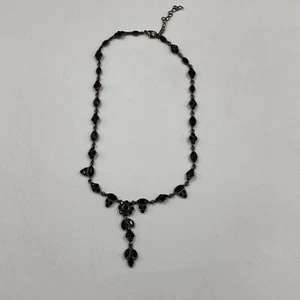 Black  stone Flowers Choker Necklace, Chain - Picture 1 of 7