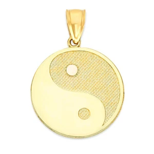 Colgante Yin Yang Oro Sólido en 10 o 14k, Colgante Taoísta Joyería Espiritual - Imagen 1 de 5