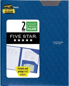 2 Pocket Folder, Stay-Put Folder, Plastic Colored Folders with Pockets & Prong F - Picture 1 of 9