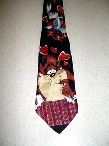 Vintage Valentines day Tie 1995 Taz Devil Bugs Bunny Keith Daniels NEW - Picture 1 of 9