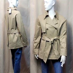 M&S AUTOGRAPH Cotton rich SHORT TRENCH COAT ~ Size 14 ~ BEIGE (rrp £99)