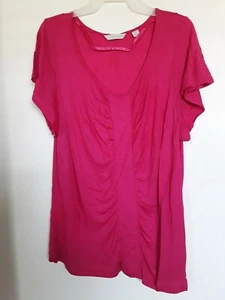 Laura Ashley Pink Ruched Scoop Neck Top Womens Plus Size 1X NWOT - Picture 1 of 3