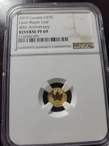 🇨🇦 2019 Canada 25c Gold Maple Leaf 40th Anny NGC Reverse PF 69 - .5g - .9999 - Picture 1 of 7