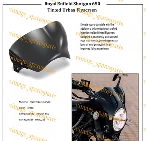 Fit For Royal Enfield Shotgun 650 Tinted Urban Flyscreen Genuine - Picture 1 of 2