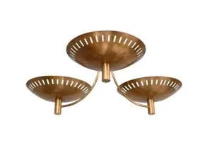 Chandelier 3 Light Slitz Curved Dome Style Raw Brass Light Ceiling Fixture Decor - Picture 1 of 6