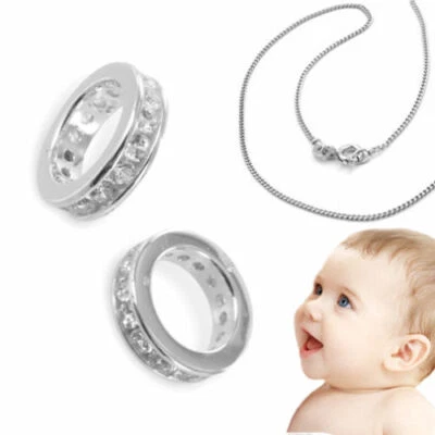 FACHHANDEL-DIREKT Taufkette Baby Taufe Zirkonia Taufring mit Silber Kette Junge Mädchen Silber 925