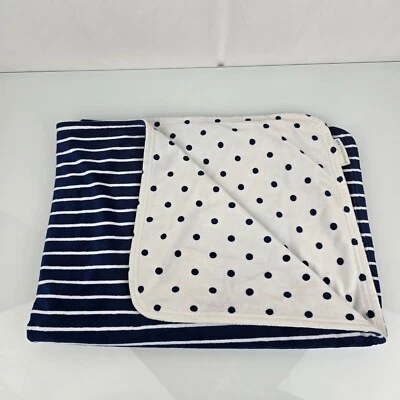 MANTA BEBÉ TERCIOPELO 30X39" AZUL MARINO A RAYAS Y PUNTOS POTTERY BARN KIDS 2013 USADA EN EXCELENTE ESTADO Foto 1 de 4