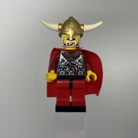 LEGO Viking King Minifigure Vik011 Warrior Gold Helmet Red Cape From Set 7019