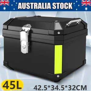 45L Motorcycle Rear Top Box Luggage Black Tail Carrier Tool Case+Mounting Plate - Picture 1 of 12