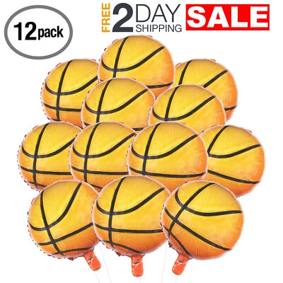 12 Foil Basketball Large 18 Inch Balloons Decorations Theme For Birthday Boy Set - Image 1 of 4