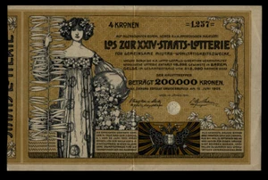 TT 1905 AUSTRIA LOTTERY TICKET K.K. LOTTO FOR JOINT MILITARY CHARITY PURPOSES - Picture 1 of 2