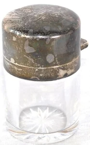 Antique Victorian Large Solid Sterling Silver Cut Glass Perfume Jar Bottle - Picture 1 of 11