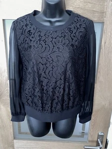 TOP DE SEDA Y ENCAJE NEGRO MILLY TALLA 8 REINO UNIDO - Imagen 1 de 3