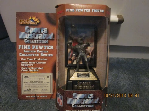 1982 Sports Illustrated Fine Pewter Figure Joe Montana COA Cover