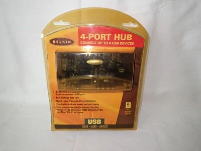 USB 4-Port Hub BELKIN F5U021 with Power Adapter for Mac & Windows Sealed - Image 1 of 4