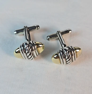 David Yurman Manschettenknöpfe Sterlingsilber & 14 Karat Gold, 15,7 g - Bild 1 von 4