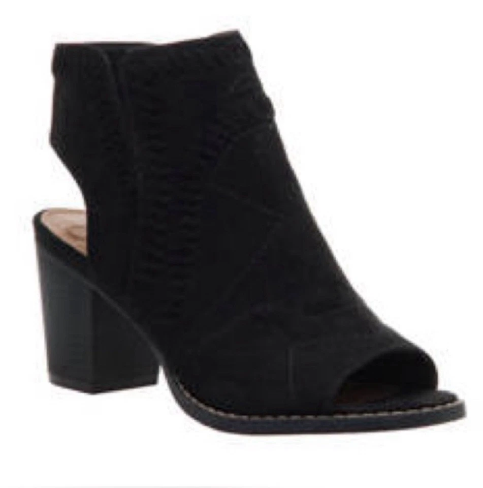 Madeline Starstruck Botines Puntera Abierta Negro Imitación Gamuza Costuras 8 Ocho Foto 1 de 4