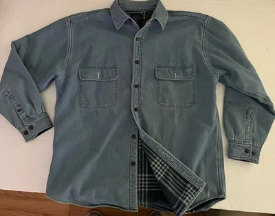 Camisa de Trabajo Glory Desteñida Para Hombre Talla Grande Forrada de Vellón Azul Jean Camisa Abrigo  Foto 1 de 4