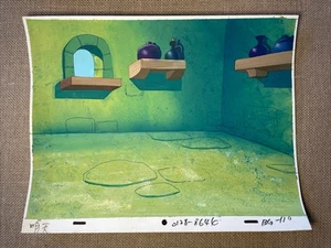 Die Schlümpfe Animation Cel HINTERGRUND 80er Produktionskunst Vintage Cartoons Gargamel MT - Bild 1 von 1