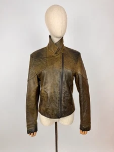 Gianfranco Gotelli Leather Biker Jacket Faded Womens Size M - Picture 1 of 10