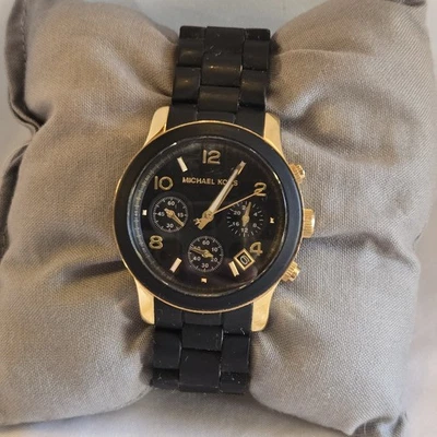 Reloj para mujer Michael Kors MK5191 Runway dorado y negro poli cronógrafo caja 38 mm Foto 1 de 4