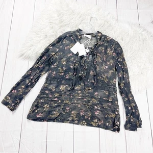 Blusa Zimmermann Sunny Con cordones Estampado Floral Gasa Manga Larga Talla 3/10 EE. UU. - Imagen 1 de 10