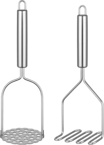 2 Stück Edelstahl Kartoffelstampfer Set Anti Rutsch Griff Rostbeständig Leicht Reinigen - Bild 1 von 7