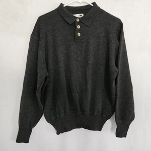 I Levrieri Sweater Polo Collar 100% Merino Dark Gray Men S/M *Flaws - Picture 1 of 15