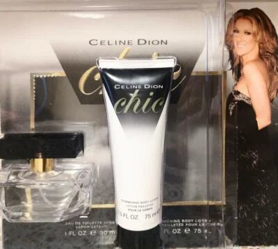 Chic by CELINE DION EDT SPRAY 1,0 oz + LOCIÓN CORPORAL A FUEGO LENTO 2,5 oz NUEVO sin caja Foto 1 de 3