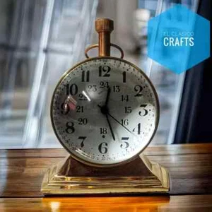 Orologio da tavolo scrivania lente cupola ottone vintage marittimo ufficio lucido - Foto 1 di 4