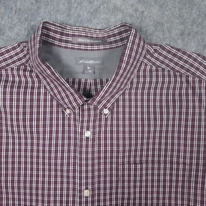 Eddie Bauer faltenfreies Hemd Herren 3XL Relaxed Fit lila kariert Reise Büro - Bild 1 von 13