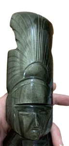 Golden Sheen Obsidian Hand Carved Figure Aztec Mayan Tiki- Healing Bright Energy - Picture 1 of 17